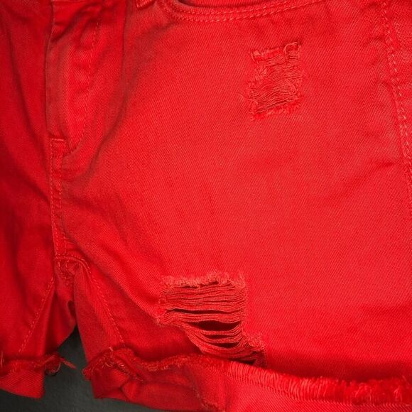 Blank NYC Red Distressed Cutoff Jean Shorts - Picture 6 of 10